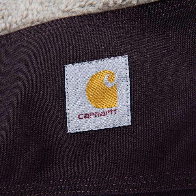 Carhartt Durable Canvas Pet Bed, Water Resistant Firm Duck Dog Bed, Deep Wine (Sherpa Top), Large