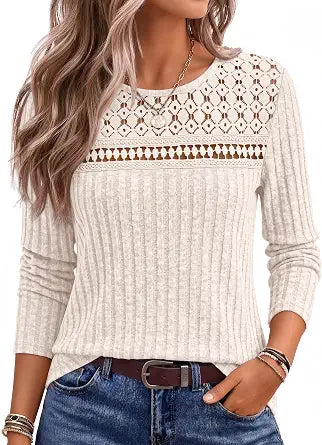 AUTOMET Womens Lace Long Sleeve Shirts Fall Tops 2026 Lightweight Sweater