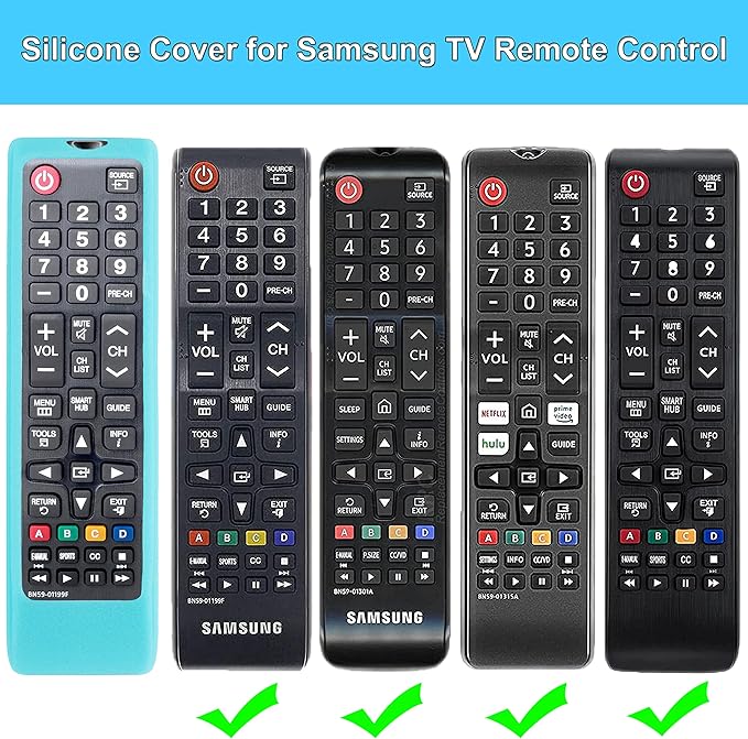 2 Pack TOKERSE Silicone Glow Case for Samsung Smart TV Remote - Silicone Cover for Samsung TV BN59-01301A BN59-01315A BN59-01199F Remote Control Skin Sleeve with Strap Glow in The Dark - Blue Green
