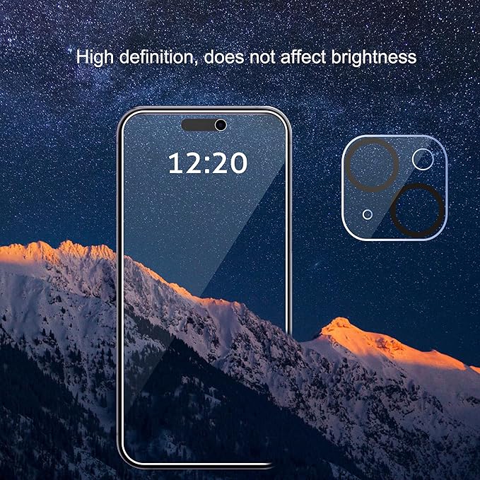 Ailun 3 Pack Privacy Screen Protector for iPhone 15 [6.1 inch] + 3 Pack Camera Lens Protector with Installation Frame, Anti Spy Private Tempered Glass Film, Case Friendly, [9H Hardness] - HD
