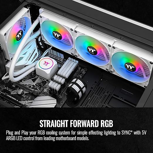 Thermaltake TH420 ARGB Sync All-in-One Liquid Cooler Snow Edition, AMD(AM5/AM4) Intel(LGA 1700/1200), 420mm High Efficiency Radiator, CL-W369-PL14SW-A,White