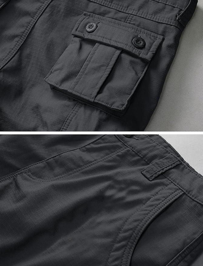 KOCTHOMY Men’s Fleece Lined Hiking Pants,Winter Outdoor Thermal Casual Work Cargo Pants with Multi Pockets, No Belt.