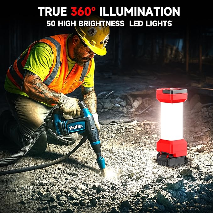 LED Work Light for Milwaukee m18 18v Battery, 2900LM Outdoor LED Camping Lantern, 2 Modes Portable Inspection Light for Car Repair,Workshop, Hide Hand and Type-C Charging Port