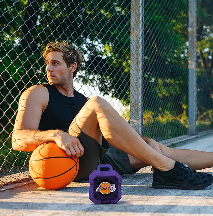 SOAR NBA Shockbox LED Wireless Bluetooth Speaker - Water Resistant IPX4, 5.0 Bluetooth with Over 5 Hours of Play Time - Small Portable Speaker - Officially Licensed NBA, Perfect Home & Outdoor Speaker