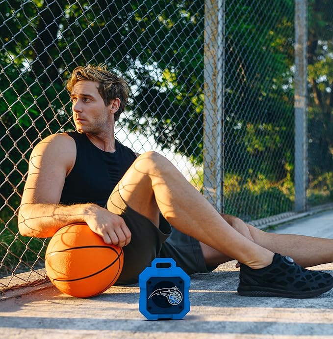 SOAR NBA Shockbox LED Wireless Bluetooth Speaker - Water Resistant IPX4, 5.0 Bluetooth with Over 5 Hours of Play Time - Small Portable Speaker - Officially Licensed NBA, Perfect Home & Outdoor Speaker