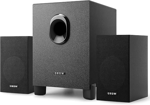 OR O R O W OROW S211 New USB-Powered 2.1 Multimedia Speakers System with Subwoofer,16W Computer Speakers,Strong Bass,3.5mm Audio Inputs,Great for PC/PS4/TV (Wooden)