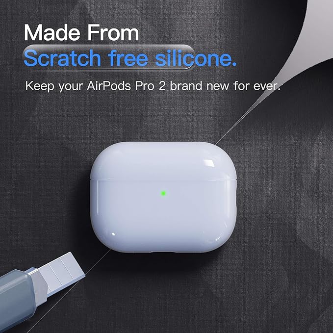 Case for AirPods Pro 2 Never-Sretch-Out DamonLight Shock-Proof Protective Semi Hard Silicone Case Compatible with Apple Airpods Pro 2nd Generation (Pale Blue)
