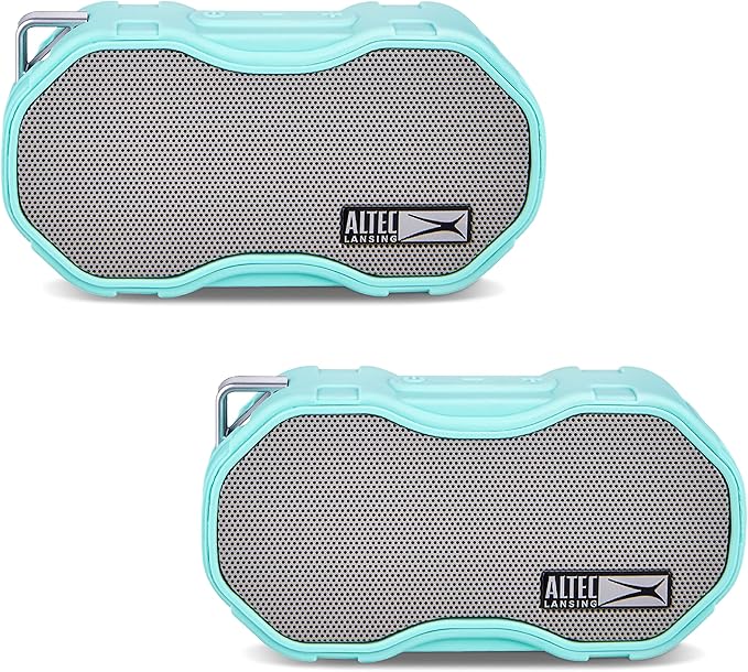 Altec Lansing Baby Boom XL - Waterproof Bluetooth Speaker, Wireless & Portable Speaker for Travel & Outdoor Use, Deep Bass & Loud Sound, 2 Pack, Mint