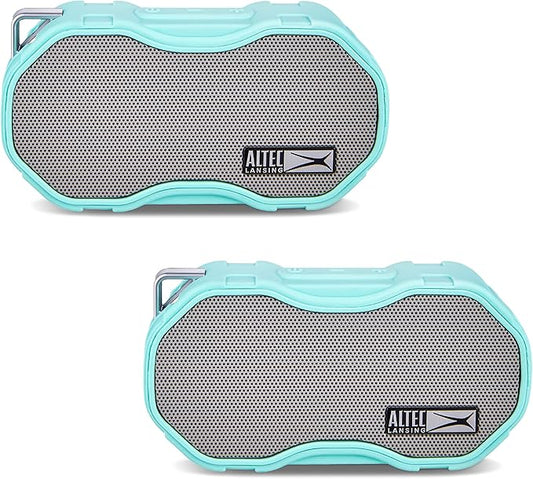 Altec Lansing Baby Boom XL - Waterproof Bluetooth Speaker, Wireless & Portable Speaker for Travel & Outdoor Use, Deep Bass & Loud Sound, 2 Pack, Mint