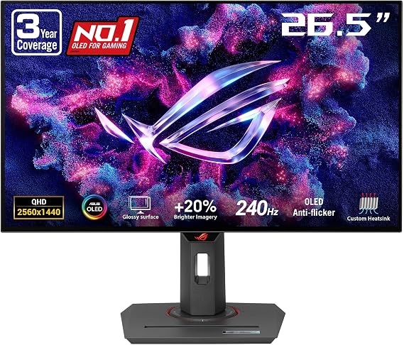 ASUS ROG XG27AQDMG 27 Inch 1440p 240Hz Glossy OLED Gaming Monitor
