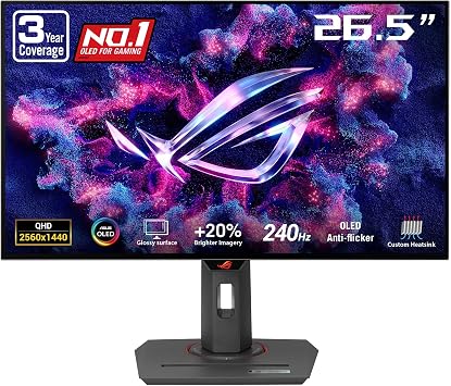 ASUS ROG XG27AQDMG 27 Inch 1440p 240Hz Glossy OLED Gaming Monitor