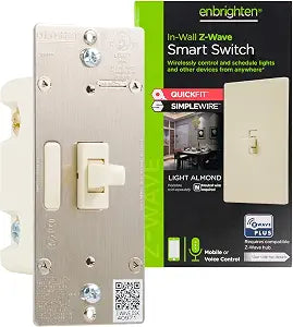 Enbrighten Z-Wave On/Off Switch, Toggle, Light Almond, 1 Pack