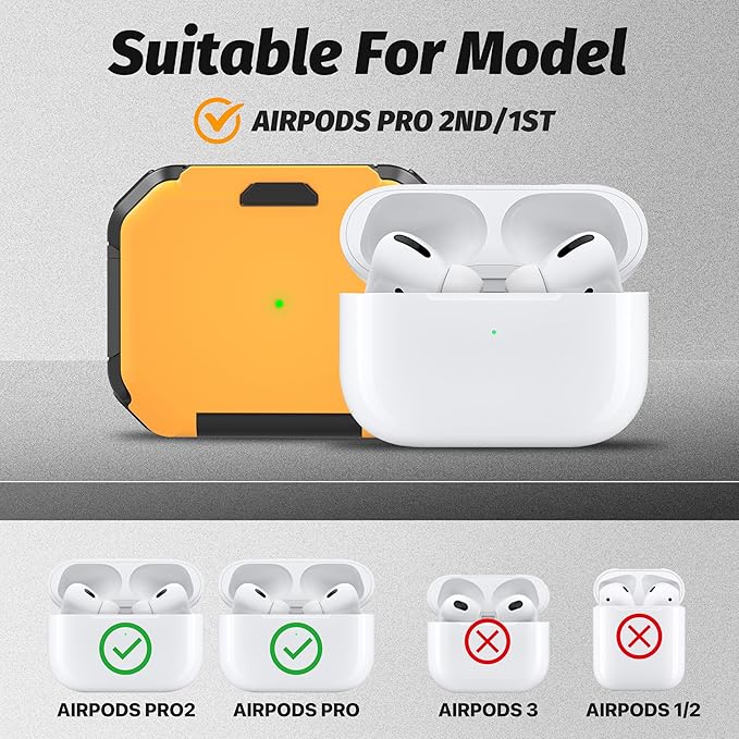 Valkit Compatible Airpods Pro 2nd/1st Generation Case Cover, Military Rugged AirPods Pro 2 Case with Keychain & Cleaning Pen Shockproof Protective Case for Air Pod Pro 2nd/1st Gen 2023/2022/2019