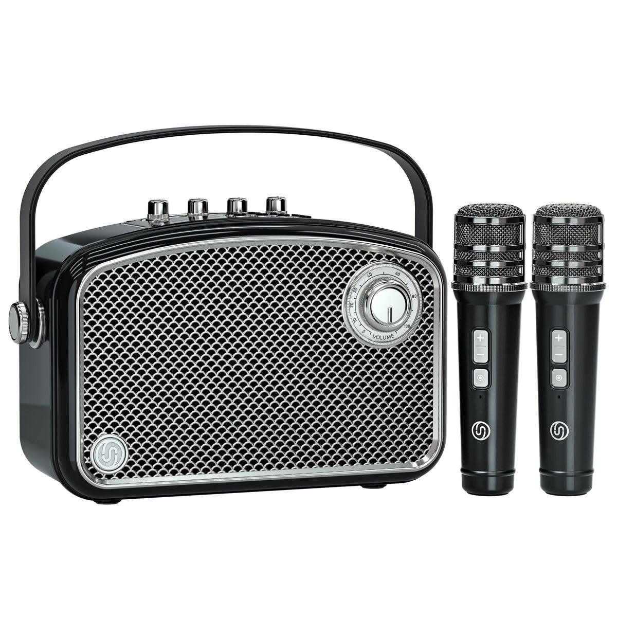 120W Peak Powerful Voice Amplifier with 2 UHF Microphones, Bluetooth Speakers with Bass/Trable/Echo Adjustment, Small PA Speaker System, Karaoke Machine for Adults, Teachers, Public Speaking, Events