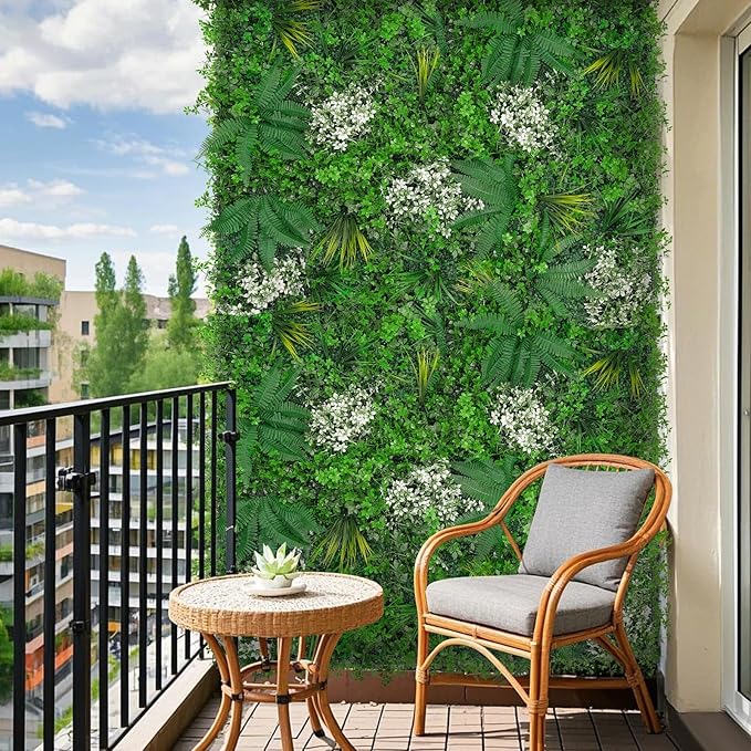 20"X20" Artificial Grass Wall, 8PCS Boxwood Panels UV-Protected Faux Grass Backdrop Wall,Greenery Privacy Hedge Screen for Outdoor Garden Patio, Indoor Party Balcony Fence Decor