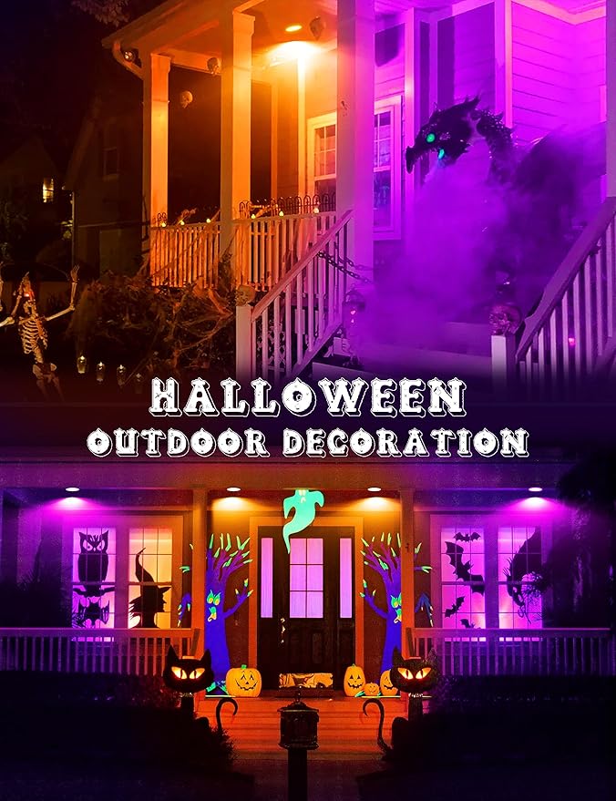 JandCase Orange and Purple Halloween Light Bulbs Outdoor, LED PAR30 Flood Lights 12W(100W Equivalent), E26 Colored Light Bulbs for Porch Lighting, Party Decor, Courtyard, Not-Dimmable, 2 Pack