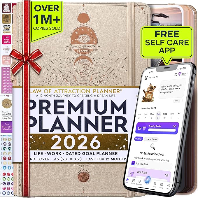 Law of Attraction Planner 2026 Deluxe with Productivity App | Weekly & Monthly Goal-Setting Planner, Life & Gratitude Journal | Include Foldable Vision Board, Gift Box & Stickers