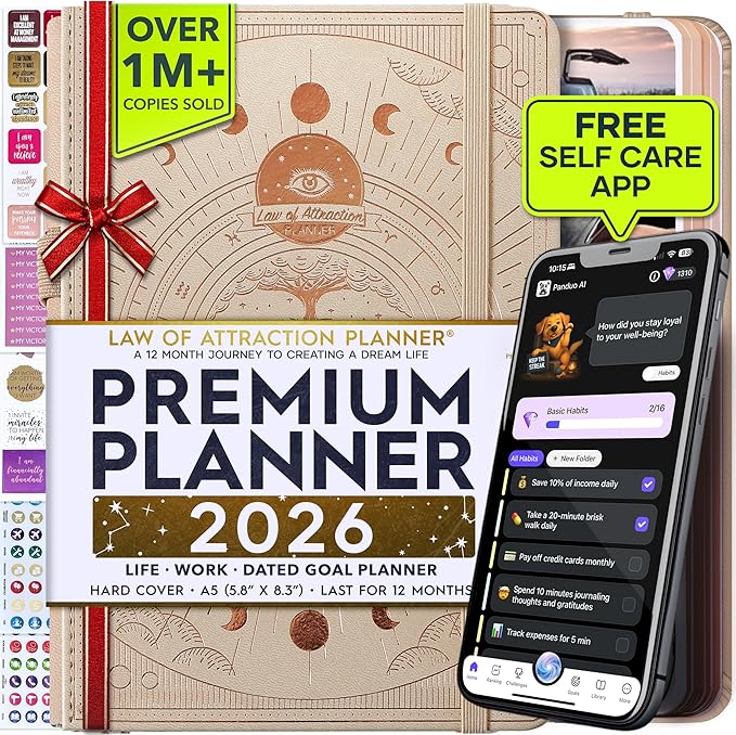 Law of Attraction Planner 2026 Deluxe with Productivity App | Weekly & Monthly Goal-Setting Planner, Life & Gratitude Journal | Include Foldable Vision Board, Gift Box & Stickers