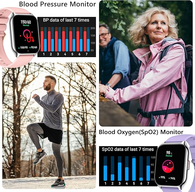 Smart Watch 45mm for Women Men(Dial/Answer Calls), 2.0" Fitness Tracker Watch with Heart Rate/Blood Pressure/Blood Oxygen Monitor for Android iOS