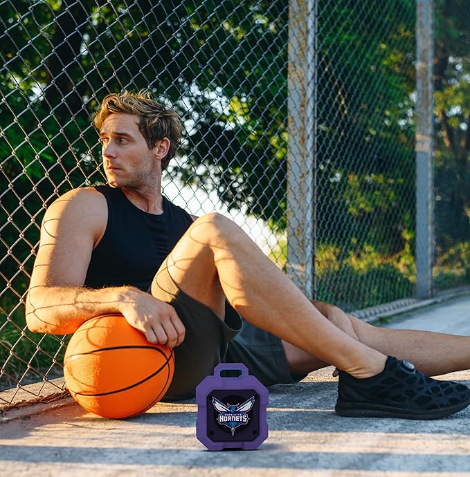 SOAR NBA Shockbox LED Wireless Bluetooth Speaker - Water Resistant IPX4, 5.0 Bluetooth with Over 5 Hours of Play Time - Small Portable Speaker - Officially Licensed NBA, Perfect Home & Outdoor Speaker