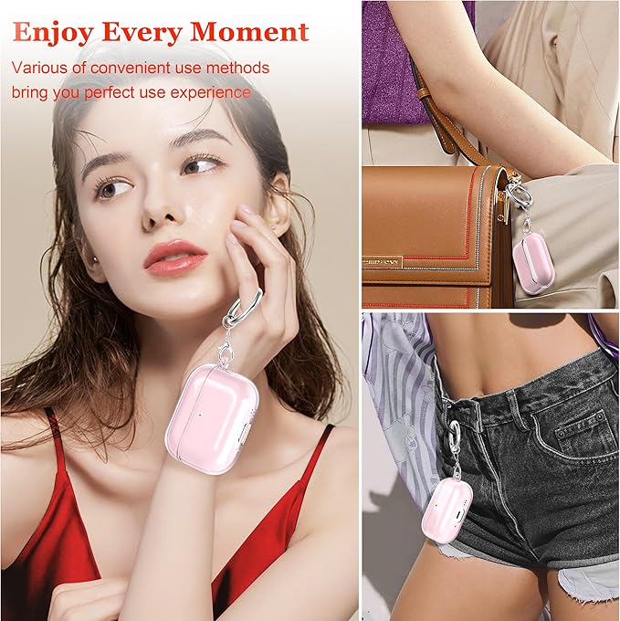 for AirPods Pro 3 Clear Case 2025, Military-Grade Shockproof, Soft TPU Highly Transparent Anti-Yellowing for AirPods Pro 3 Case with Cleaning Kit & Cute Round Buckle, Clear Pink
