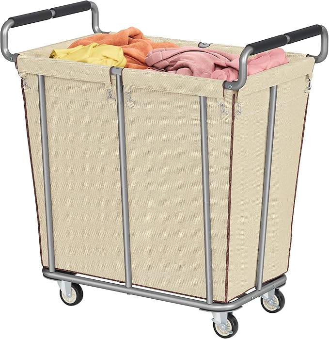 Large Laundry Hamper with Wheels, 360L Rolling Big Laundry Basket for Clothes Storage, Heavy Duty Extra Large Rolling Laundry Cart with Handle, Steel Frame, Waterproof Liner,95.1 Gallons,Khaki