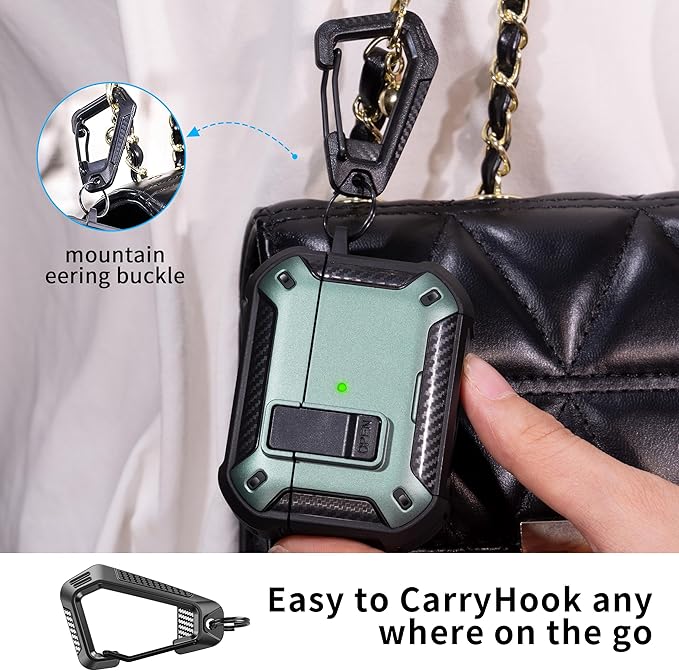 RFUNGUANGO Compatible AirPods Pro 2nd Generation Case with Phone Holder and Compatible Back Magnetic Suction Function, Suitable for AirPods Pro 2 Case, Green