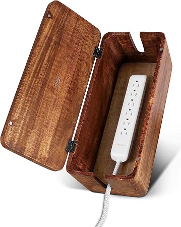 Large Cable Management Box, Wood Wire Organizer & Power Strip Cord Hider