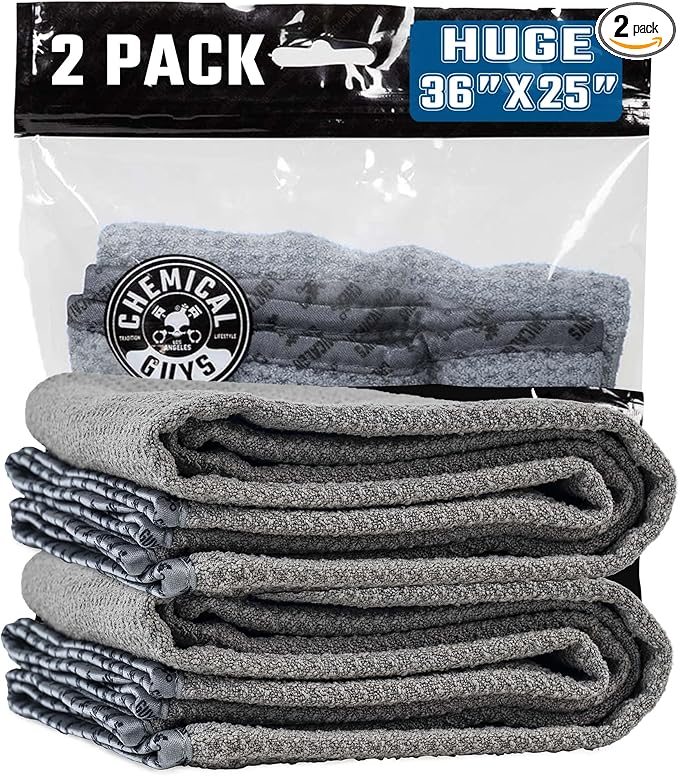 Chemical Guys Waffle Weave for Home & Auto Glass, Windows, Mirrors & More, Gray (25 in. x 36 in.) 2-Pack