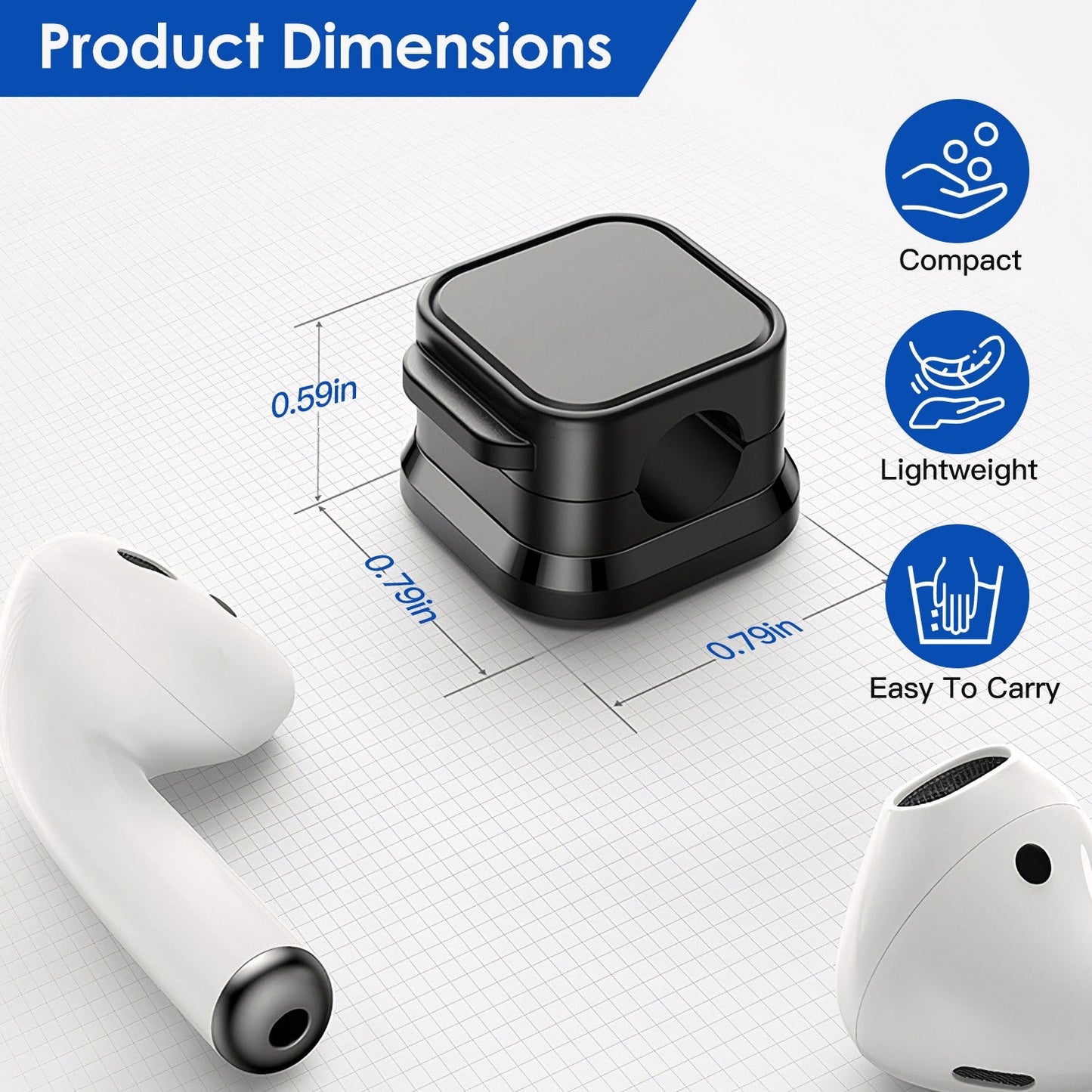 Magnetic Cable Clips 6-Pack – Adhesive Cord Organizer for Desk, Office & Car