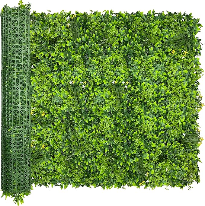 Artificial Plant Wall Roll: 4FT X10FT (40 sqft) UV-Anti Ivy Privacy Fence Screen Faux Greenery Panels Backdrop Boxwood Ivy Vine Leaf Hedge Fence for Indoor Outdoor Green Decor