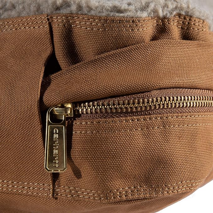 Carhartt Durable Canvas Pet Bed, Water Resistant Firm Duck Dog Bed, Carhartt Brown (Sherpa Top), Large