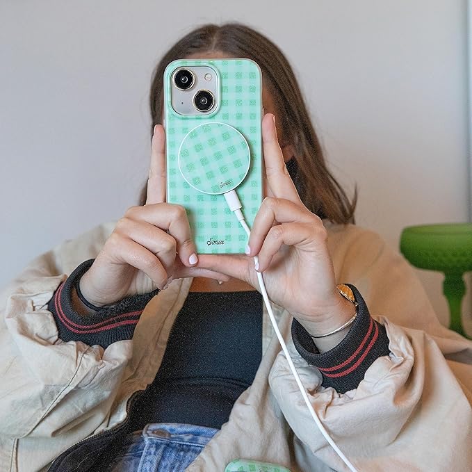 Sonix Case for iPhone 15 Plus, iPhone 14 Plus | Compatible with MagSafe | 10ft Drop Tested | Minty Gingham