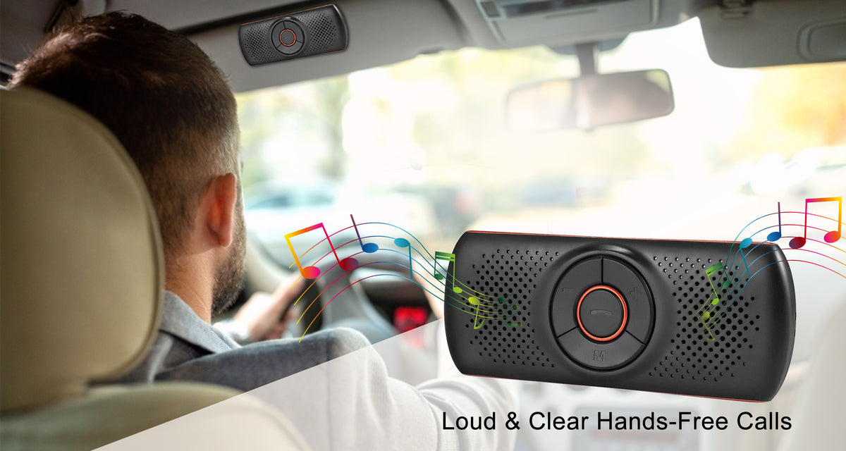 NETVIP Bluetooth Handsfree Speakerphone for Cell Phone, Wireless Car Kit Music Player Adapter with Back-Clip Portable Bluetooth Speaker for Home/Sport/Outdoor, Work with Siri/Google Assistant/TF Card