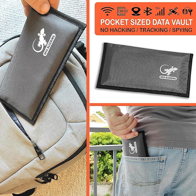 Faraday Bags for Phones - RFID Blocking Sleeves Privacy & GPS Blocker - All Signal Blocking Faraday Pouch Key Fob, Credit Card & Personal Data Go Silent in our Dark Pocket Security - GRAY Faraday Bag