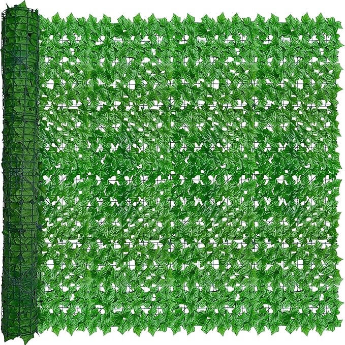 Artificial Ivy Privacy Fence Wall Screen: 6FT X12FT UV-Anti Faux Greenery Backdrop Ivy Vine Leaf Hedges Fence Panels for Patio, Balcony, Garden, Backyard Indoor Outdoor Light Green Decor