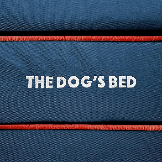 The Dog’s Bed Orthopedic Dog Bed XL Oxford Blue with Red Trim, Memory Foam, Pain Relief: Arthritis, Post Surgery, Lameness, Supportive, Waterproof Washable Cover