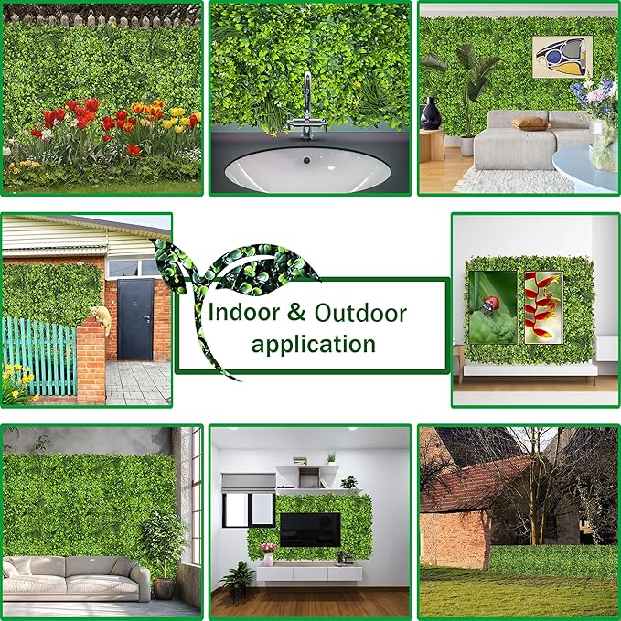 Artificial Plant Wall Roll: 4FT X10FT (40 sqft) UV-Anti Ivy Privacy Fence Screen Faux Greenery Panels Backdrop Boxwood Ivy Vine Leaf Hedge Fence for Indoor Outdoor Green Decor