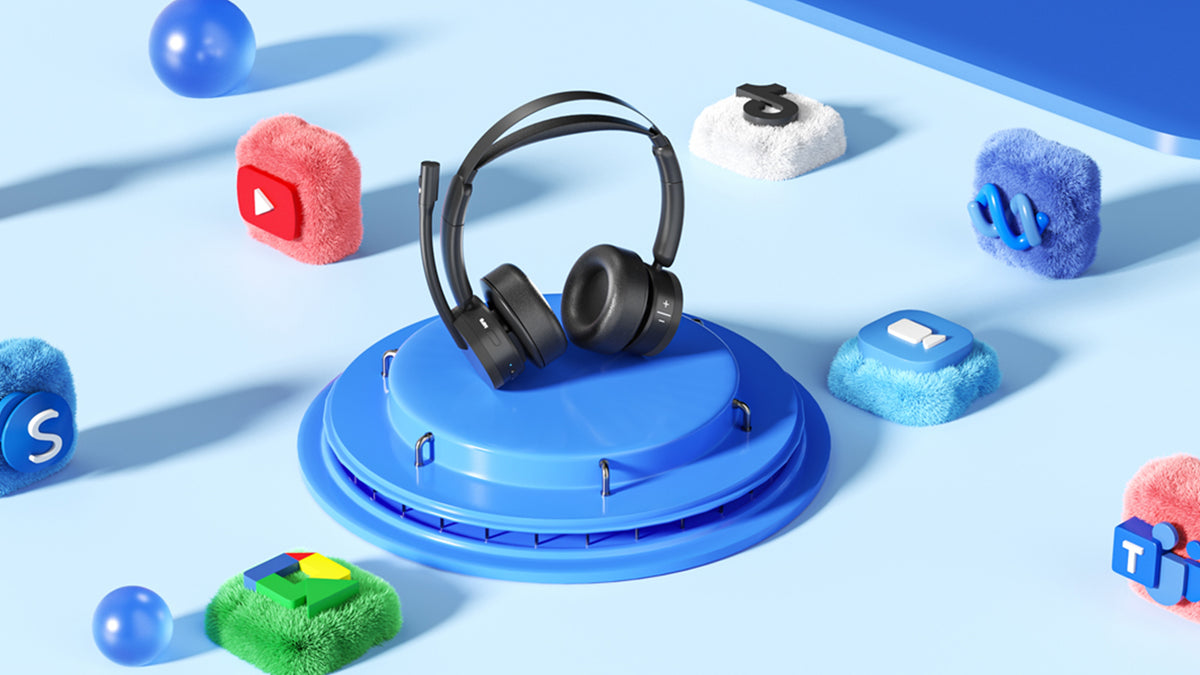 Wireless Headset with Mic for Work, Bluetooth Headset with Noise Cancelling