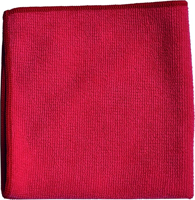 TASKI Diversey D7524119 MyMicro Commercial Microfiber Cleaning Cloth, Bulk Cleaning Towels for Housekeeping - Reusable & Lint Free - Large 14 Inch x 14 Inch, Red, Pack of 5