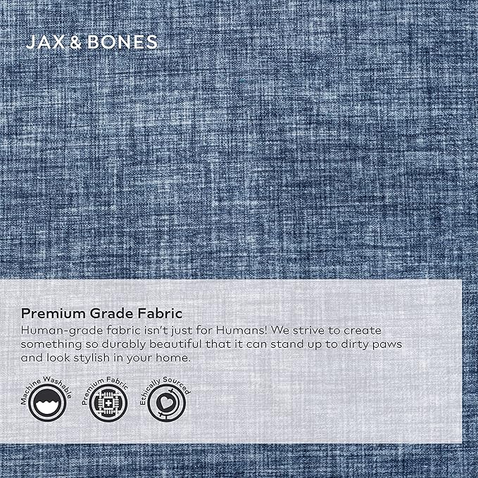 Jax & Bones Dog Bed Lounge - Machine Washable Bed for Dogs - Extra Heavy Duty Bolstered Sides - Small Stonewash Blue Dog Mat Beds | 24 x 18 Inches