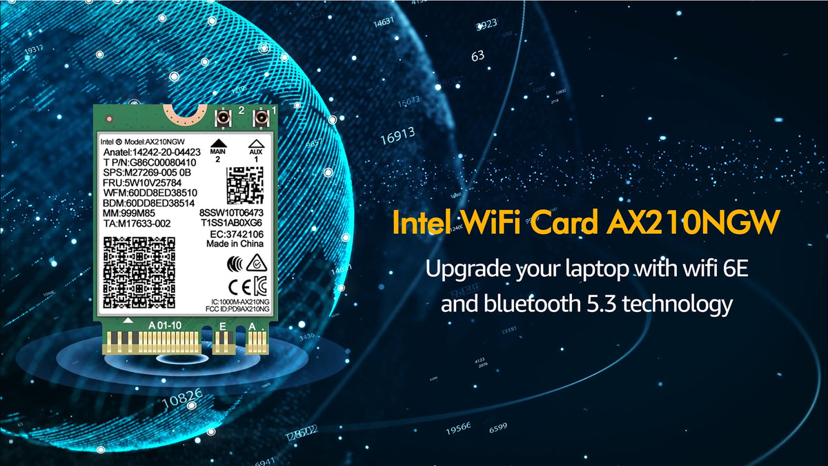 WiFi 6E Wireless Card Intel AX210 NGW Bluetooth 5.3 Tri-Band 5400Mbps Network Adapter for Laptop Support Windows 10/11 (64bit) M.2/NGFF