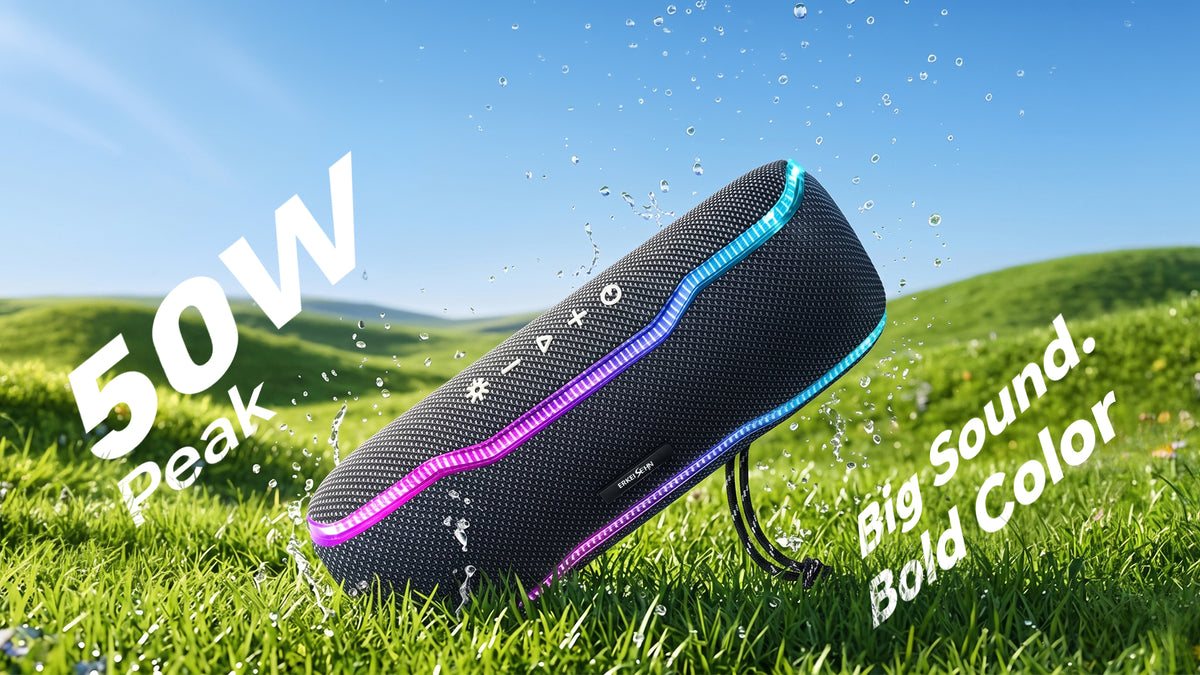 Bluetooth Speaker, IPX7 Waterproof, 50W Peak/25W RMS, Matte Black - Image 8