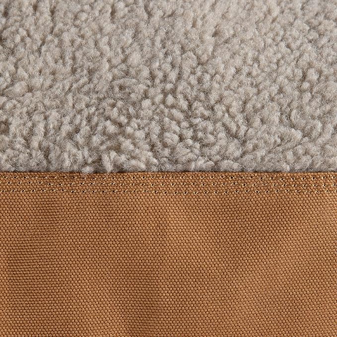 Carhartt Durable Canvas Pet Bed, Water Resistant Firm Duck Dog Bed, Carhartt Brown (Sherpa Top), Medium