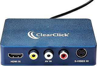 ClearClick Video to USB 1080P Audio Video Capture & Live Streaming Device - Input HDMI, AV, RCA, S-Video, VCR, VHS, Camcorder, Video8, Hi8, DVD, Gaming Systems - USB-C Plug & Play