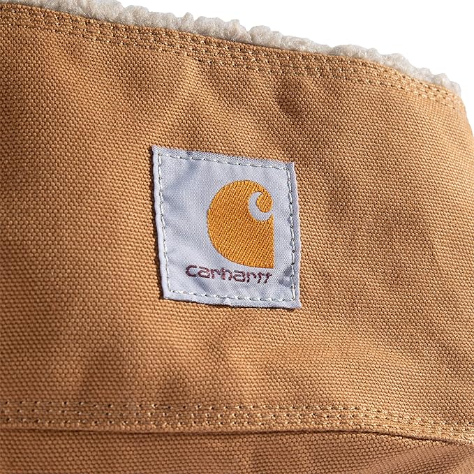 Carhartt Durable Canvas Pet Bed, Water Resistant Firm Duck Dog Bed, Carhartt Brown (Sherpa Top), Medium