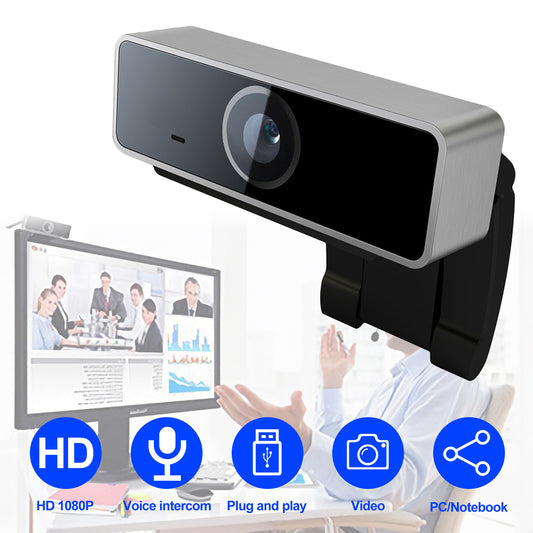 1Pc FHD 1080P Webcam USB PC Computer Webcam Auto Focus With Microphone 60-Degree Widescreen Desktop Laptop Webcam Live Streaming Webcam With Rotatable Clip For Live Broadcast Video