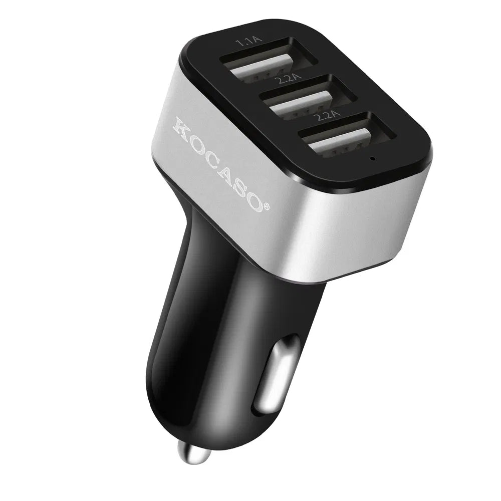 30W USB Car Charger | 3-Port Cigarette Lighter Adapter, 5.5A Total Output