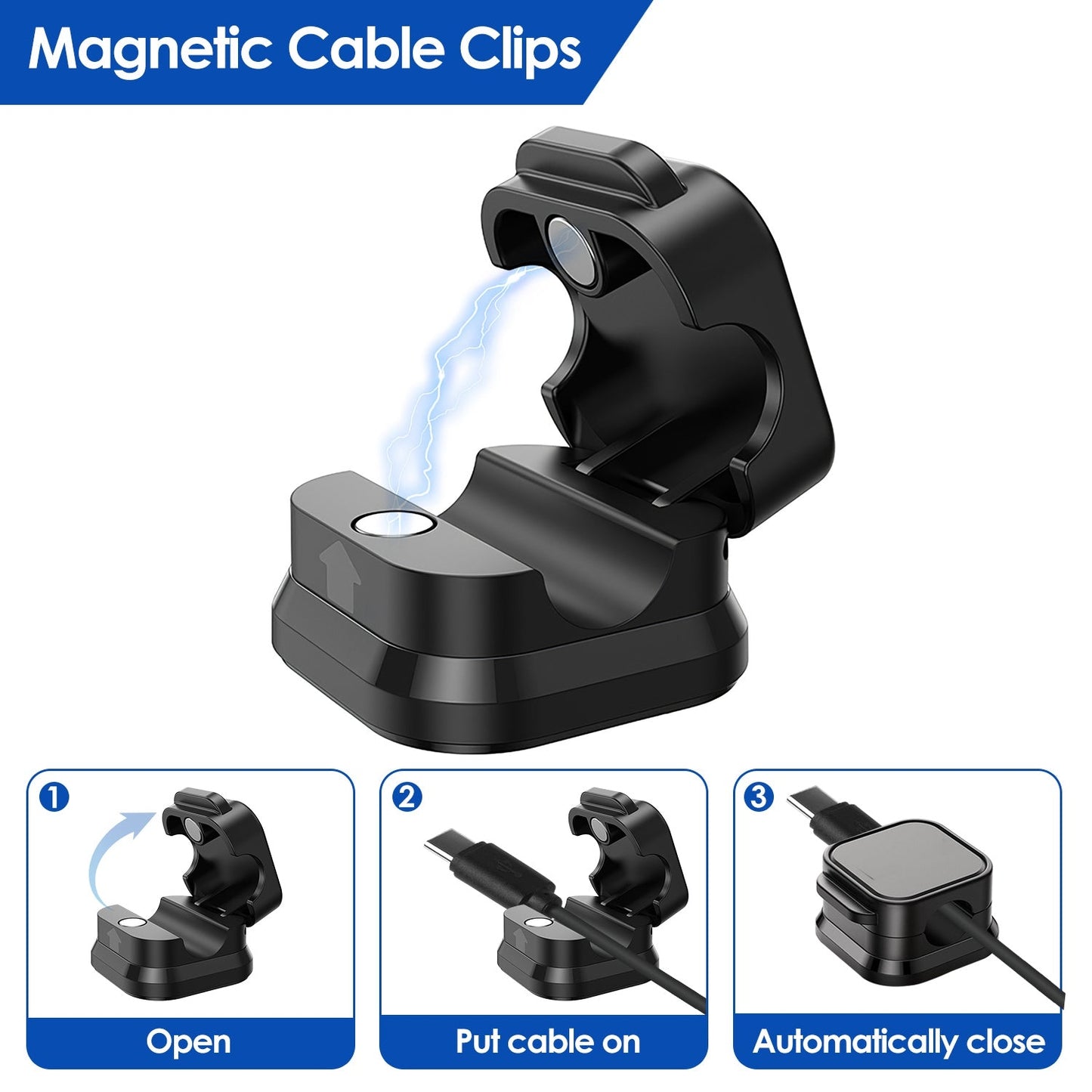 Magnetic Cable Clips 6-Pack – Adhesive Cord Organizer for Desk, Office & Car