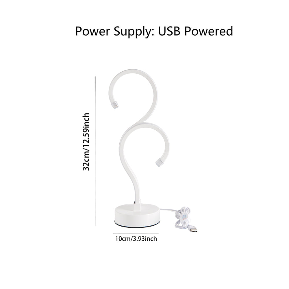 Creative Double Question Mark Elegant White Desktop Lamp, USB Power Supply - Three Color Lighting, Suitable For Bedroom